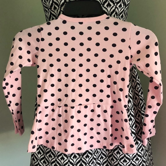 Girls Pink & Black Polka Dot Sleeves Top - Picture 2 of 2